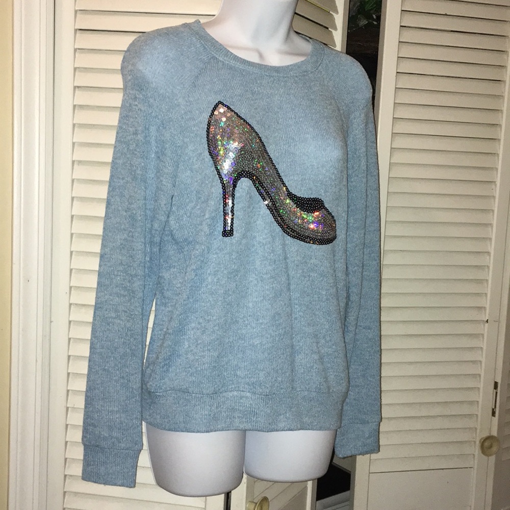 Modern Lux sweater with sequin high heel
